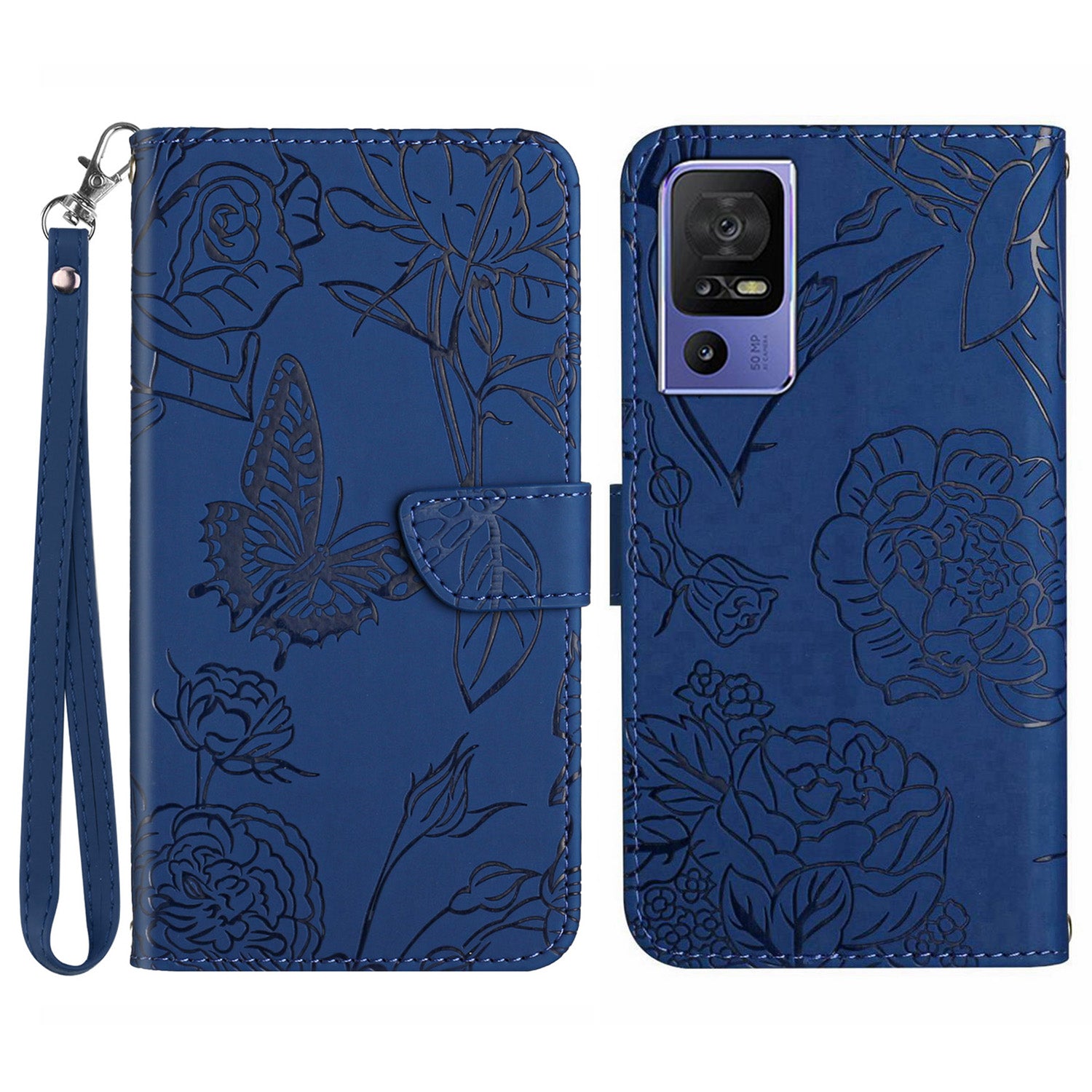 HT03 For TCL 40 SE Comfortable Skin-touch Feeling Stand Leather Phone Case Imprinted Butterfly Flowers Pattern Cover with Strap HT03 For TCL 40 SE Comfortable Skin-touch Feeling Stand Leather Phone Case Imprinted Butterfly Flowers Pattern Cover with Strap